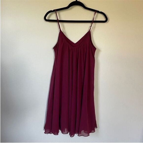 Express Dark Red Beaded Collar Mini Dress size XS Pleated Dark Romantic Vamp - Picture 9 of 14